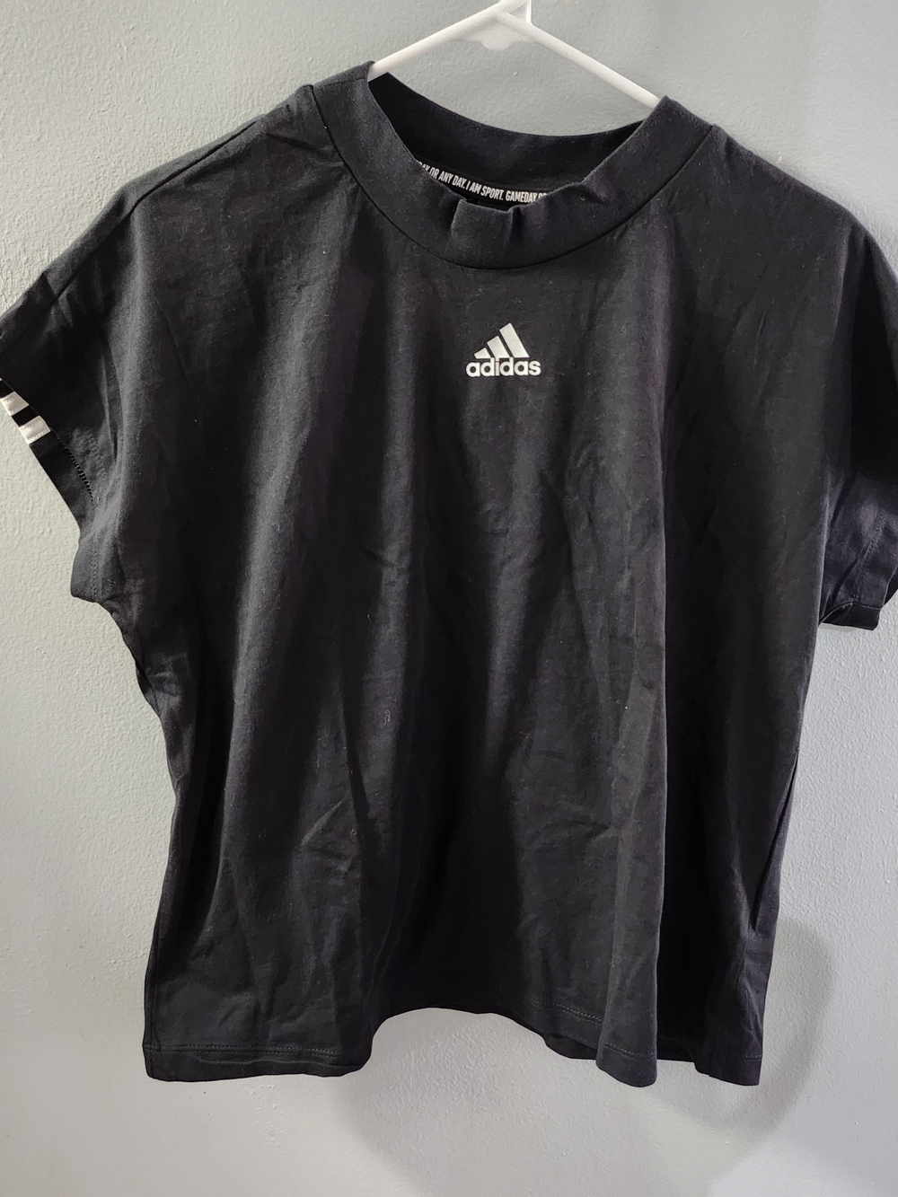 adidas Women's Black Short-Sleeve Back 3 Stripes Tee ♡ Size: Small ♡ NWT